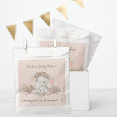 ピンクフローラゾウ女の子ベビーシャワーありがとう フェイバーバッグ