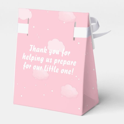 ピンクフローラゾウ女の子ベビーシャワーありがとう フェイバーボックス (裏面サイド)