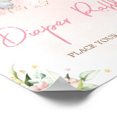 ピンクフローラゾウ赤ちゃんシャワーおむつラッフル ポスター (角)