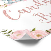 ピンクフローラゾウ赤ちゃんシャワーキャンディバーサイン ポスター (角)