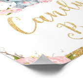 ピンクフローラゾウ赤ちゃんシャワーキャンディバーサイン ポスター (角)