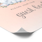 ピンクフローラゾウ赤ちゃんシャワーゲストブックサイン ポスター (角)