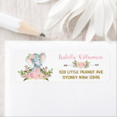 ピンクフローラゾウ赤ちゃんシャワー住所 シール (インサイチュ)