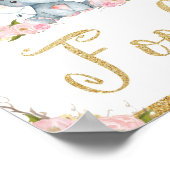 ピンクフローラゾウ赤ちゃんシャワー食品の看板 ポスター (角)