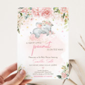 ピンクフローラゾウ赤ちゃんシャワー 招待状