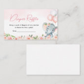 ピンクフローラゾウ風船おむつラッフル エンクロージャーカード (正面/裏面)