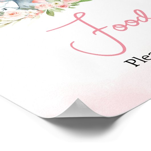 ピンクフローラゾウ風船ベビーシャワーフード ポスター (角)