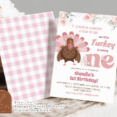 ピンクフローラターキーファースト誕生日ガール 招待状