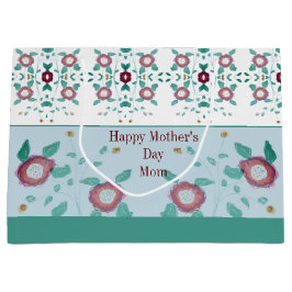 ピンクフローラターコイズ ラージペーパーバッグ