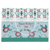 ピンクフローラターコイズ ラージペーパーバッグ (裏面)