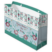 ピンクフローラターコイズ ラージペーパーバッグ (裏面アングル)