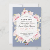 ピンクフローラダスティブルージオメトリックリハーサルディナー 招待状 (正面)