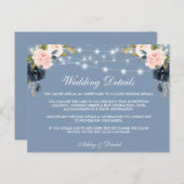 ピンクフローラダスティブルーライト結婚の詳細カード ポストカード (正面/裏面)