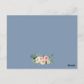 ピンクフローラダスティブルー結婚の詳細挿入カード ポストカード (裏面)