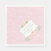 ピンクフローラダマスクナプキン/ガールベビーシャワー スタンダードランチョンナプキン (正面)