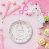 ピンクフローラチノワセリー1st誕生日紙プレート ペーパープレート (パーティー)