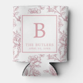 ピンクフローラチノワセ結婚リーイニシャルのクーラーボックス 缶クーラー (正面)