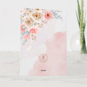 ピンクフローラチャーム&ラブバニー写真母の日 カード (裏面)