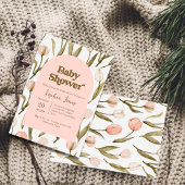 ピンクフローラチューリップベビーシャワー招待状 招待状