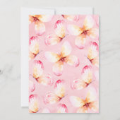 ピンクフローラチョウ金ゴールドグリッター第1誕生日 招待状 (裏面)