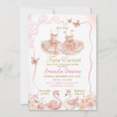 ピンクフローラツインズバレリナツチュベビーガール 招待状 (正面)