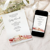 ピンクフローラティーカップと真珠リハーサルディナー 招待状