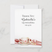 ピンクフローラティーカップパールキンセアニェラありがとう サンキューカード (正面)