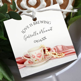 ピンクフローラティーカップ真珠の愛は醸造結婚の フェイバータグ