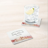 ピンクフローラティーカップ真珠結婚の愛が醸造されている スクエアペーパーコースター (インサイチュ)