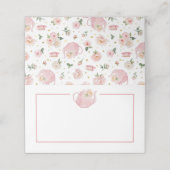 ピンクフローラティーパーティーガールベビーシャワー空白の プレイスカード (外部開封)
