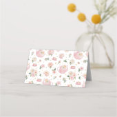 ピンクフローラティーパーティーガールベビーシャワー空白の プレイスカード (裏面)