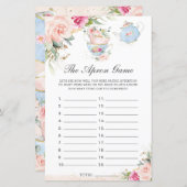 ピンクフローラティーパーティーザエプロンブライダルシャワーゲーム (正面/裏面)