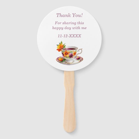 ピンクフローラティーパーティーブライダルシャワーハンドファン ハンドファン (裏面)