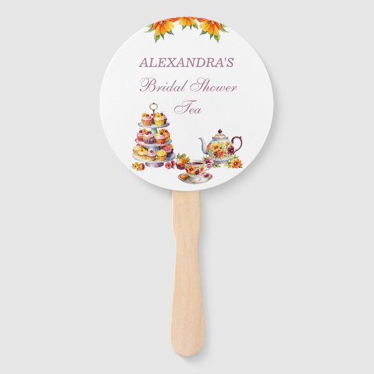 ピンクフローラティーパーティーブライダルシャワーハンドファン ハンドファン (正面)