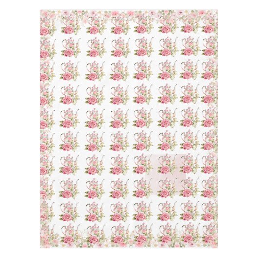 ピンクフローラティーパーティーベビーシャワー テーブルクロス (正面)