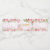 ピンクフローラティーパーティーベビーシャワー ペットボトルラベル (シングルラベル)