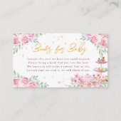 ピンクフローラティーパーティー赤ちゃんシャワーベビー用ブック エンクロージャーカード (正面)