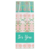 ピンクフローラティール（緑がかった色） ワインギフトバッグ (裏面)