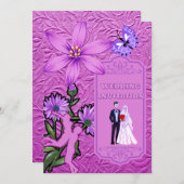 ピンクフローラテクスチャイスラム結婚式招待状 招待状 (正面/裏面)