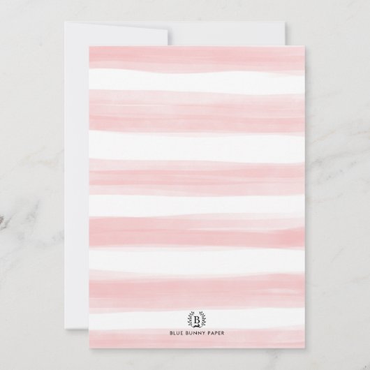 ピンクフローラテディベアバルーンベビーガールシャワー サンキューカード (裏面)