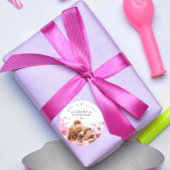 ピンクフローラテディベア差出人住所ラベル ラウンドシール