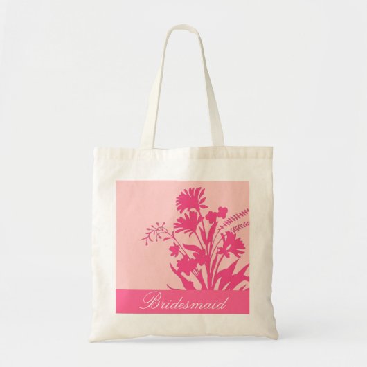 ピンクフローラテーマカスタムブリデスメイドのお土産バッグ トートバッグ (正面)