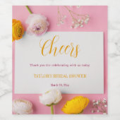 ピンクフローラテーマブライダルシャワー ワインラベル (シングルラベル)