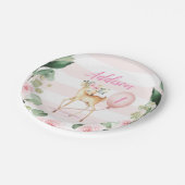 ピンクフローラディアバースデーパーティー紙プレート ペーパープレート (アングル)