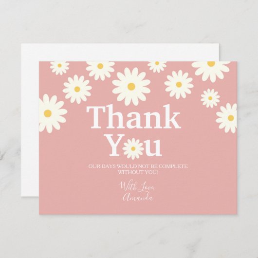 ピンクフローラデイジーサンキューカード サンキューカード (正面/裏面)