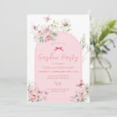 ピンクフローラデイジーバタフライガーデンパーティー 招待状 (スタンド正面)