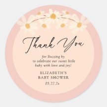 ピンクフローラデイジービーズベビーシャワーありがとう