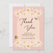 ピンクフローラデイジービーズベビーシャワー サンキューカード (正面)
