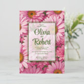 ピンクフローラデイジーレトロピンク結婚の花 招待状 (スタンド正面)