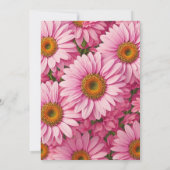 ピンクフローラデイジーレトロピンク結婚の花 招待状 (裏面)